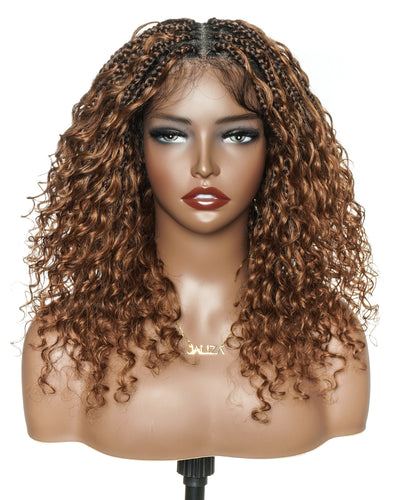 Coco - Perruque tressée en cheveux humains sans colle, pré-coupée HD, dentelle élastique complète, raie libre, prête à l'emploi (dentelle non nouée à la main)