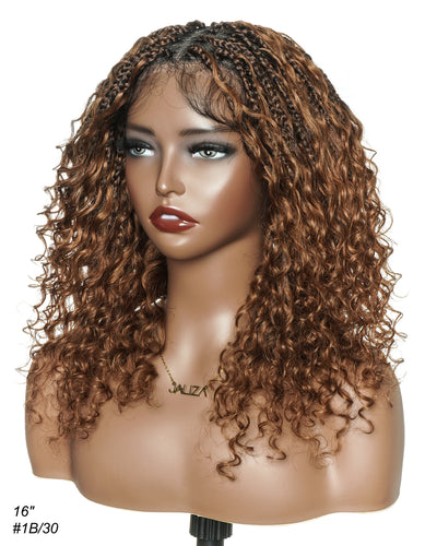 Coco - Perruque tressée en cheveux humains sans colle, pré-coupée HD, dentelle élastique complète, raie libre, prête à l'emploi (dentelle non nouée à la main)