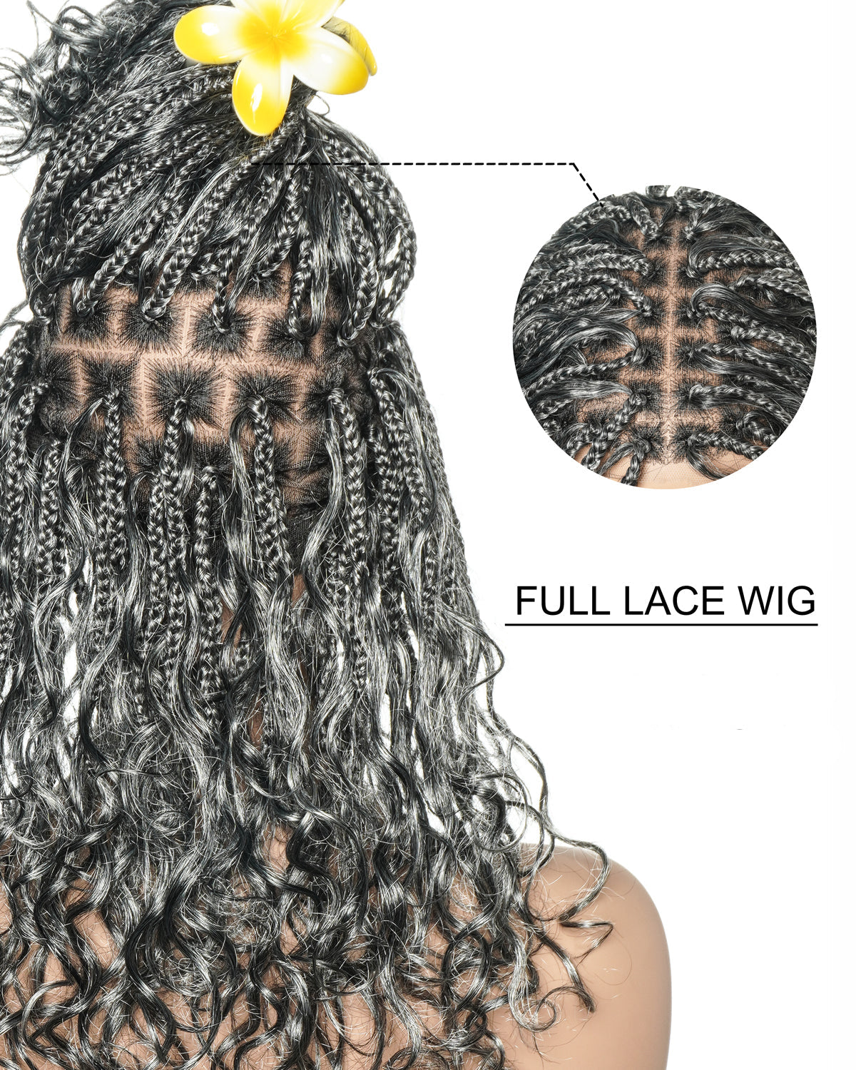 Perruque tressée en cheveux naturels, sans colle, 16 pouces, HD pré-coupée, entièrement en dentelle élastique, légère, prête à l'emploi, tresses bohèmes en boîte.