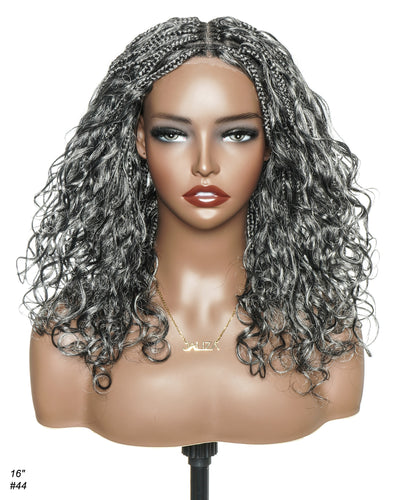 Perruque tressée en cheveux naturels, sans colle, 16 pouces, HD pré-coupée, entièrement en dentelle élastique, légère, prête à l'emploi, tresses bohèmes en boîte.