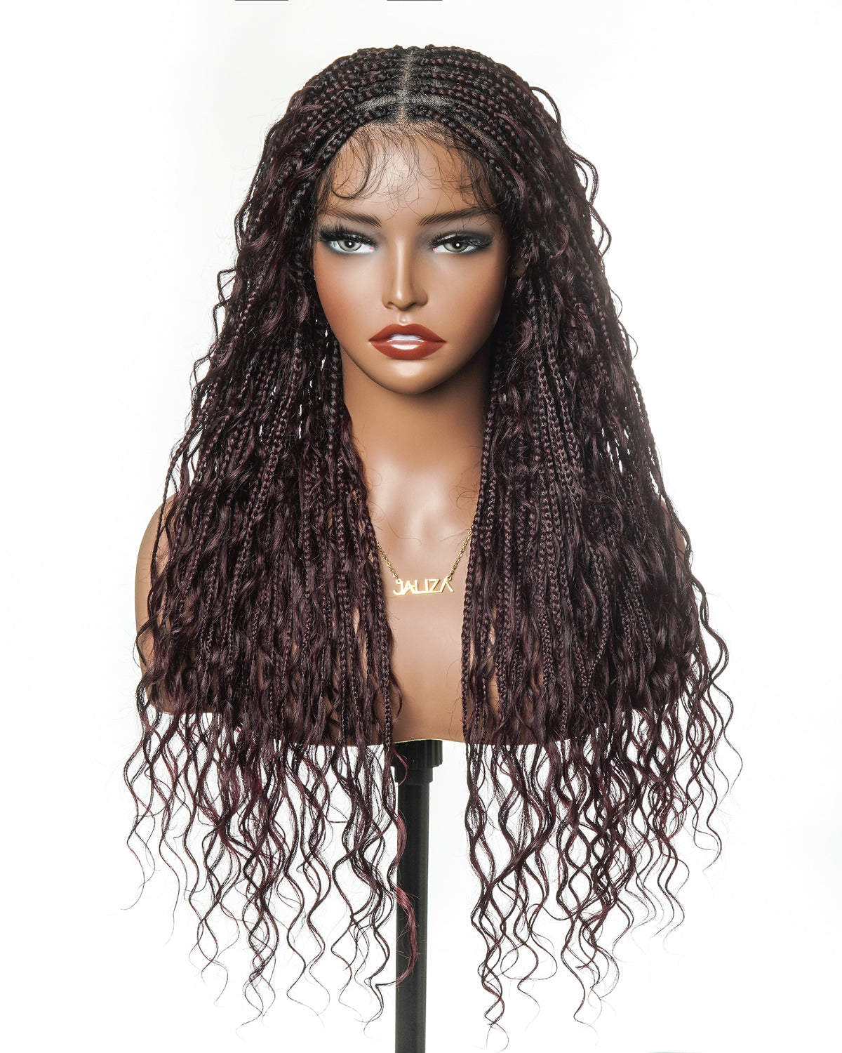 Coco - Perruque tressée en cheveux humains sans colle, pré-coupée HD, dentelle élastique complète, raie libre, prête à l'emploi (dentelle non nouée à la main)