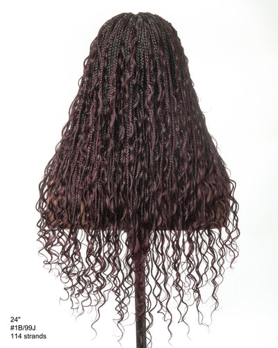 Coco - Perruque tressée en cheveux humains sans colle, pré-coupée HD, dentelle élastique complète, raie libre, prête à l'emploi (dentelle non nouée à la main)