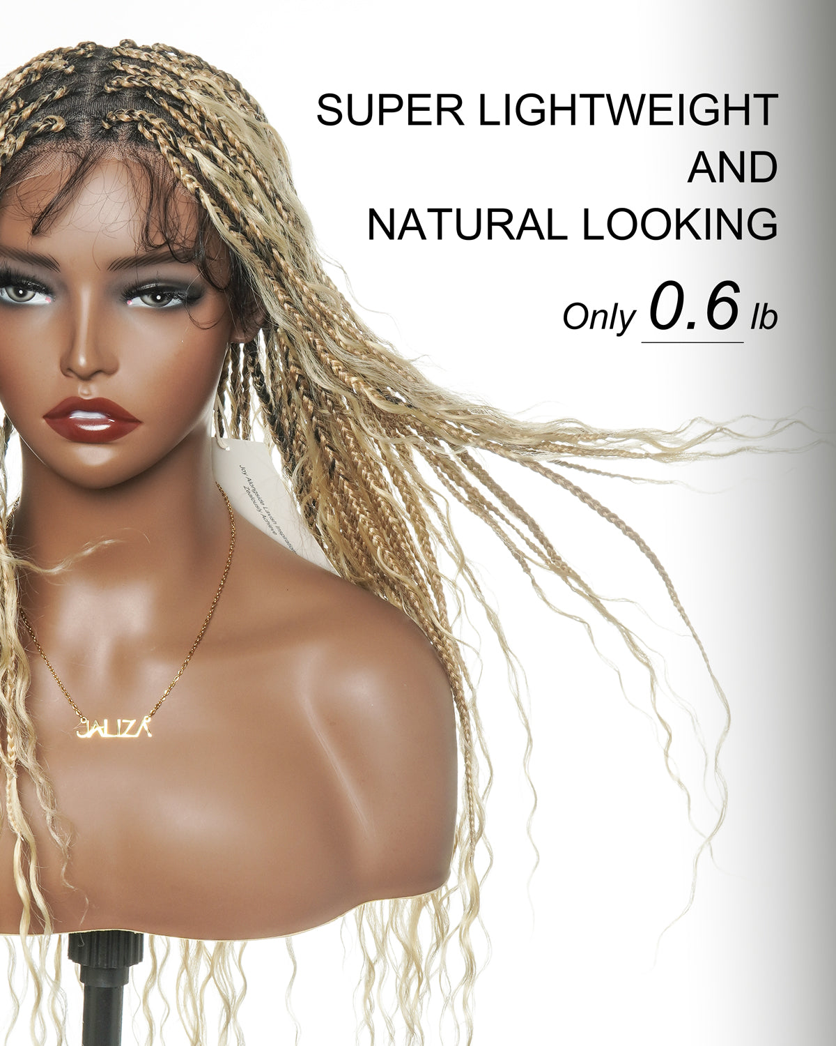 Coco - Perruque tressée en cheveux humains sans colle, pré-coupée HD, dentelle élastique complète, raie libre, prête à l'emploi (dentelle non nouée à la main)