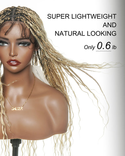 Coco - Perruque tressée en cheveux humains sans colle, pré-coupée HD, dentelle élastique complète, raie libre, prête à l'emploi (dentelle non nouée à la main)