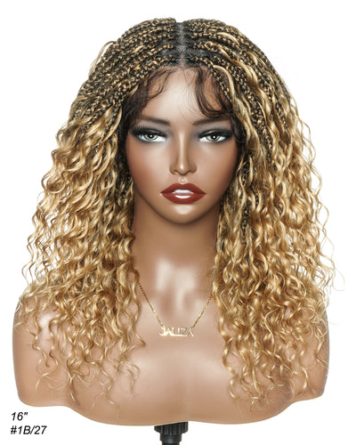 Coco - Perruque tressée en cheveux humains sans colle, pré-coupée HD, dentelle élastique complète, raie libre, prête à l'emploi (dentelle non nouée à la main)