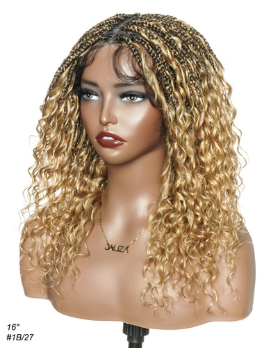 Coco - Perruque tressée en cheveux humains sans colle, pré-coupée HD, dentelle élastique complète, raie libre, prête à l'emploi (dentelle non nouée à la main)