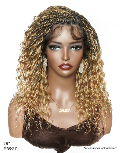 Coco - Perruque tressée en cheveux humains sans colle, pré-coupée HD, dentelle élastique complète, raie libre, prête à l'emploi (dentelle non nouée à la main)