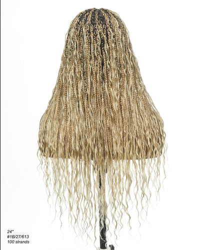 Coco - Perruque tressée en cheveux humains sans colle, pré-coupée HD, dentelle élastique complète, raie libre, prête à l'emploi (dentelle non nouée à la main)