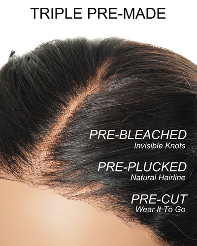 Glamvivi Perruque prête à porter 71 cm, cheveux humains vierges, pré-décolorée, sans colle, dentelle HD, lisses (pour le marché américain uniquement)