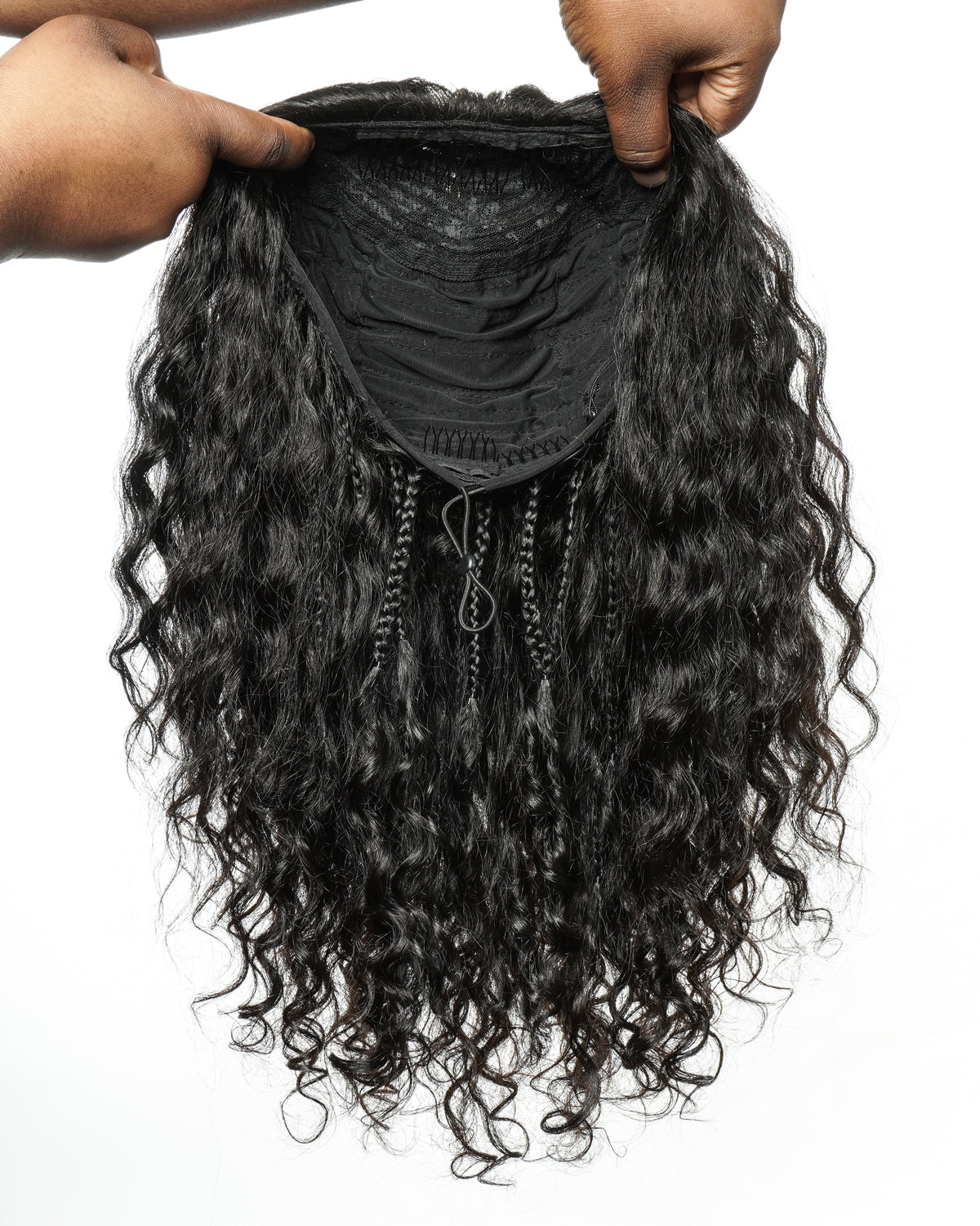 Demi-perruque tressée avec boucles Boho en cheveux humains