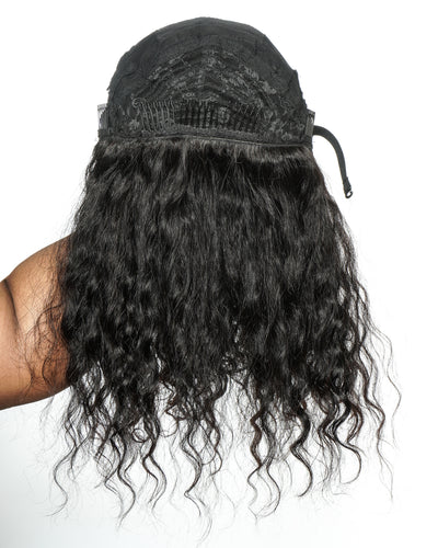 Demi-perruque tressée avec boucles Boho en cheveux humains