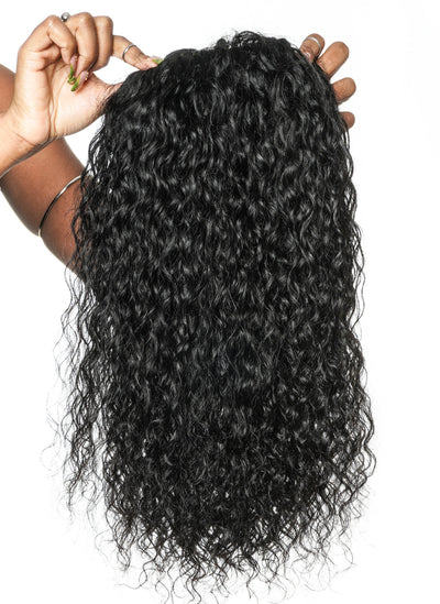 Perruque semi-complète tout-en-un 100 % cheveux humains 180 % de densité boucles profondes