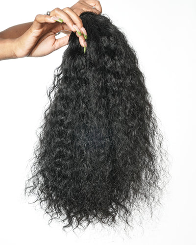 Perruque semi-complète tout-en-un 100 % cheveux humains 180 % de densité boucles profondes