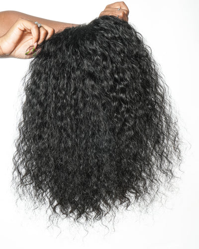 Perruque semi-complète tout-en-un 100 % cheveux humains 180 % de densité boucles profondes