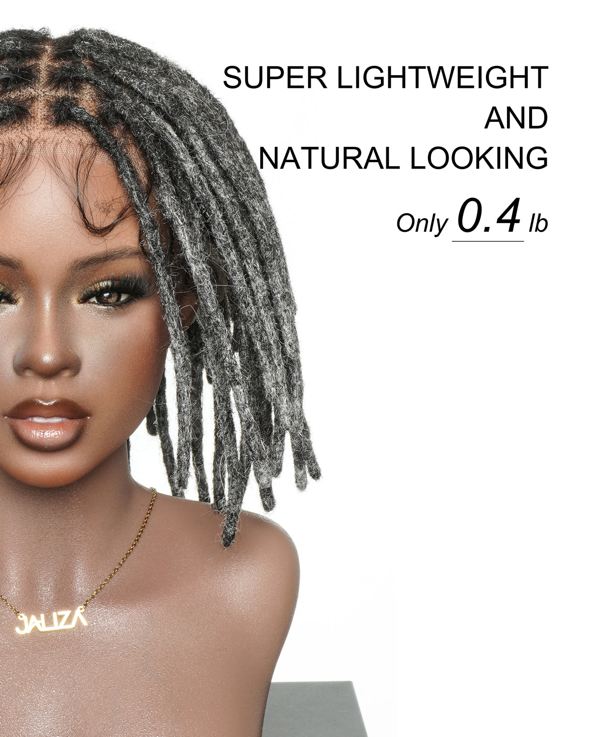 Perruque en dentelle complète Swiss HD pré-blanchie, 100 % cheveux naturels, dreadlocks de 12" qualité salon (une seule tresse mesure 6.5"-8.2")