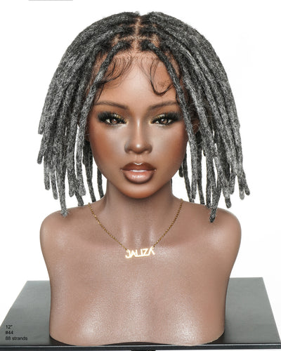 Perruque en dentelle complète Swiss HD pré-blanchie, 100 % cheveux naturels, dreadlocks de 12" qualité salon (une seule tresse mesure 6.5"-8.2")