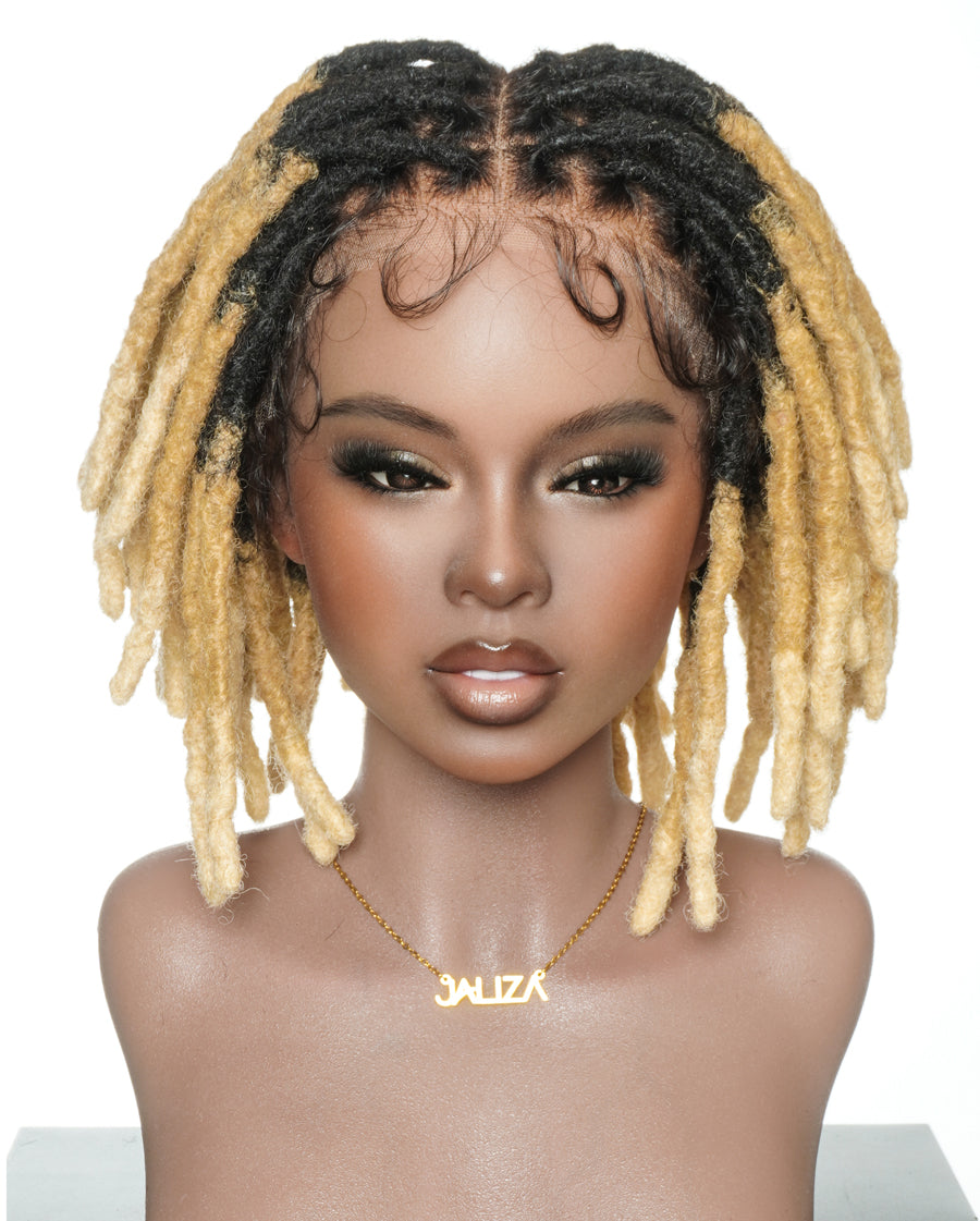 Perruque en dentelle complète Swiss HD pré-blanchie, 100 % cheveux naturels, dreadlocks de 12" qualité salon (une seule tresse mesure 6.5"-8.2")