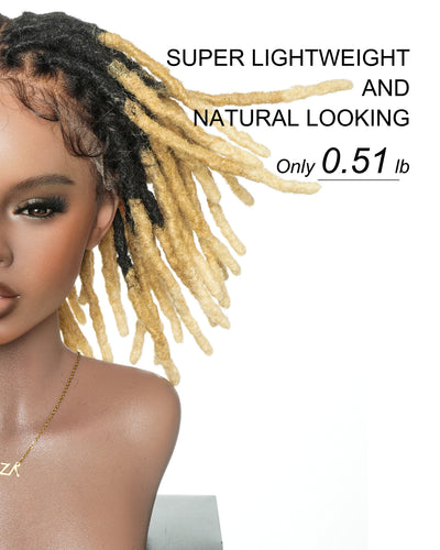 Perruque en dentelle complète Swiss HD pré-blanchie, 100 % cheveux naturels, dreadlocks de 12" qualité salon (une seule tresse mesure 6.5"-8.2")