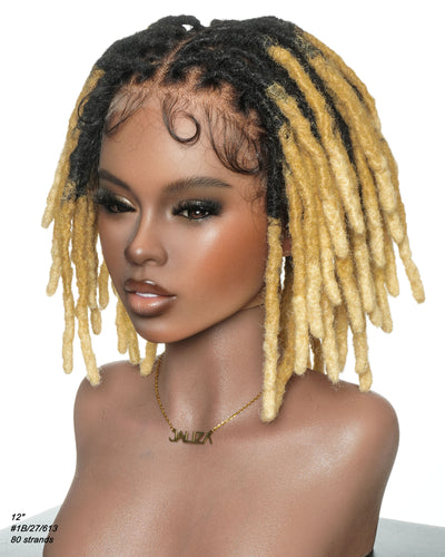 Perruque en dentelle complète Swiss HD pré-blanchie, 100 % cheveux naturels, dreadlocks de 12" qualité salon (une seule tresse mesure 6.5"-8.2")