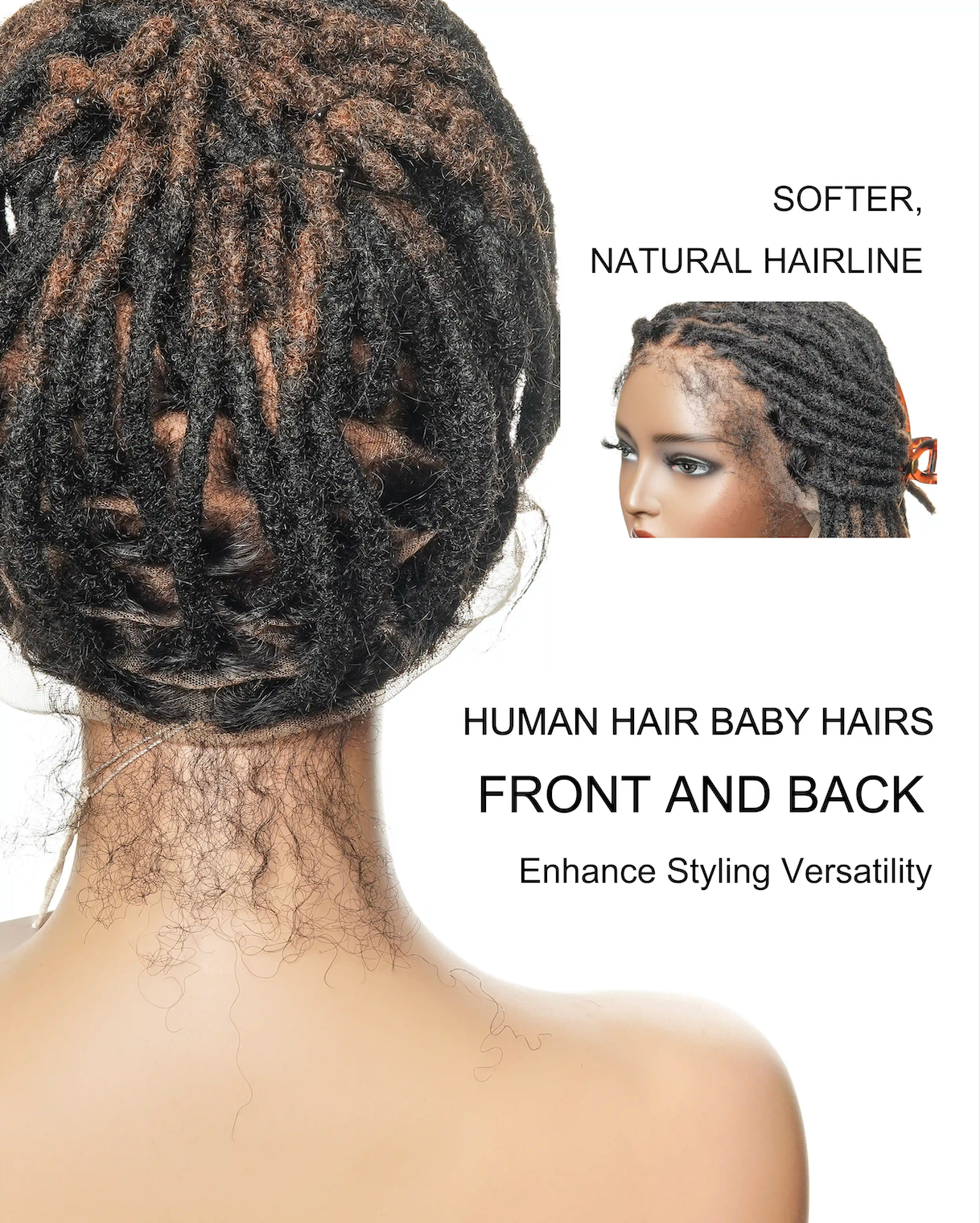 Perruque en dentelle complète Swiss HD pré-blanchie, 100 % cheveux naturels, dreadlocks de 12" qualité salon (une seule tresse mesure 6.5"-8.2")