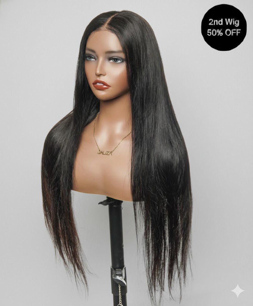 Glamvivi Perruque prête à porter 71 cm, cheveux humains vierges, pré-décolorée, sans colle, dentelle HD, lisses (pour le marché américain uniquement)