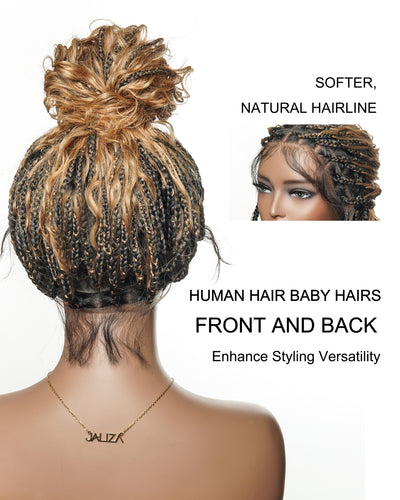 Lumina - 18" Piano Color Swiss HD Full Lace Human Hair Boho Braided Wig