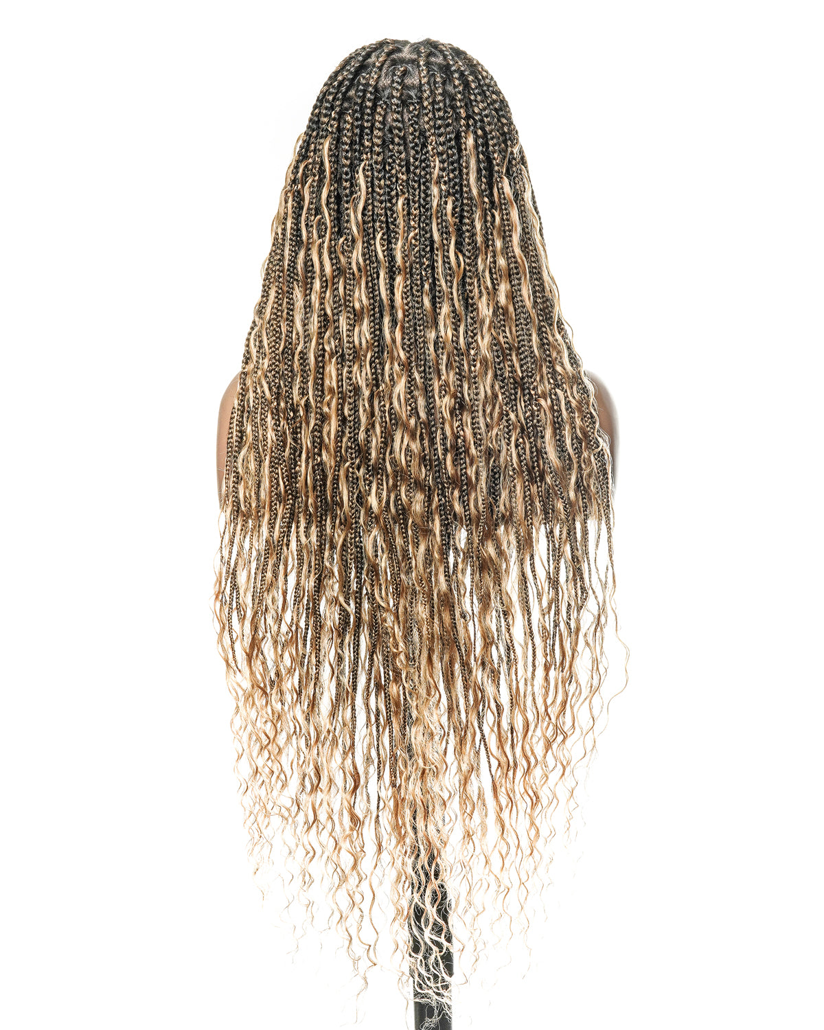 Perruque tressée boîte bohème sans nœuds, 100 % cheveux humains, boucles bohèmes, avec dentelle transparente intégrale et nouée à la main