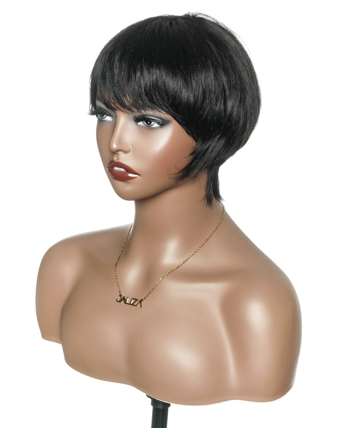 Perruque courte 100 % cheveux naturels sans colle coupe pixie ultra confortable pour cuirs chevelus sensibles