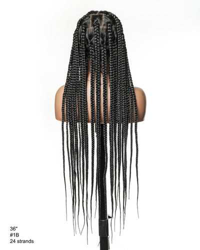 Knotless Jumbo Box / Large Box HD Lace Full Hand-tied Braided Wig 36 Inches 24 Strands