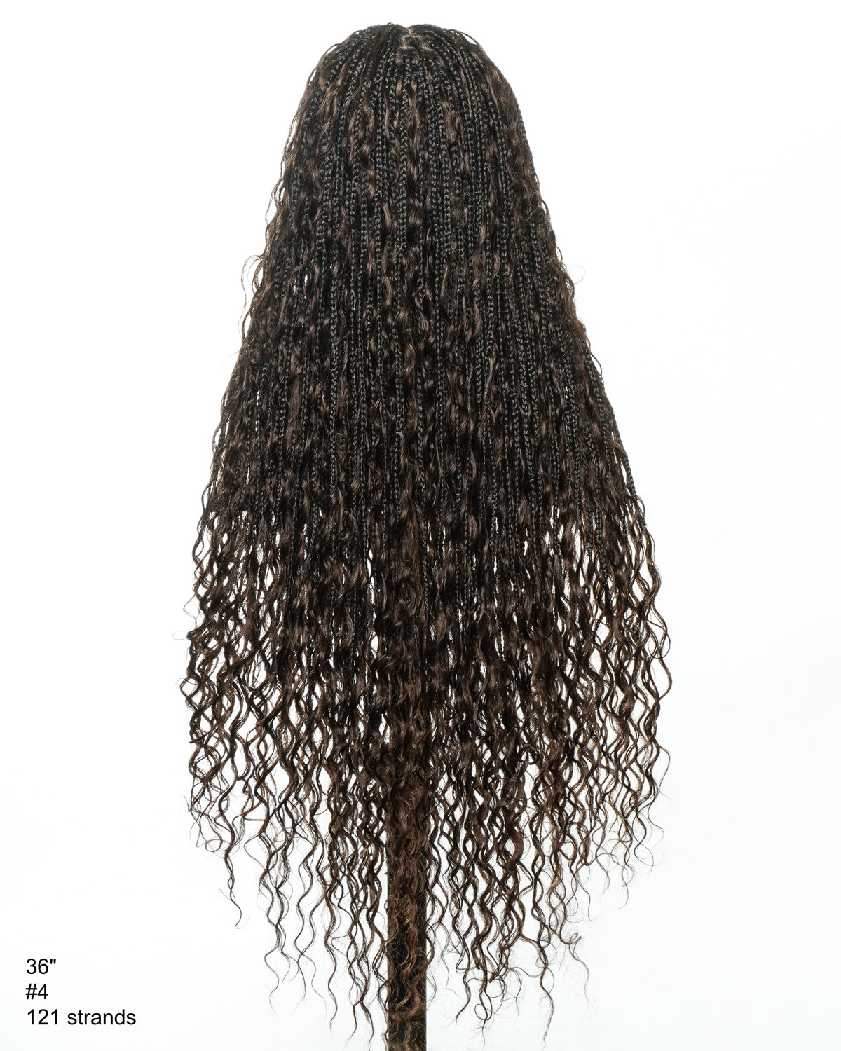 Kiki - Perruque tressée de type "Boho Box Braids" en dentelle suisse HD, pré-décolorée, 36 pouces