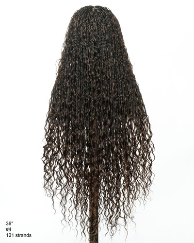 Kiki - Perruque tressée de type "Boho Box Braids" en dentelle suisse HD, pré-décolorée, 36 pouces