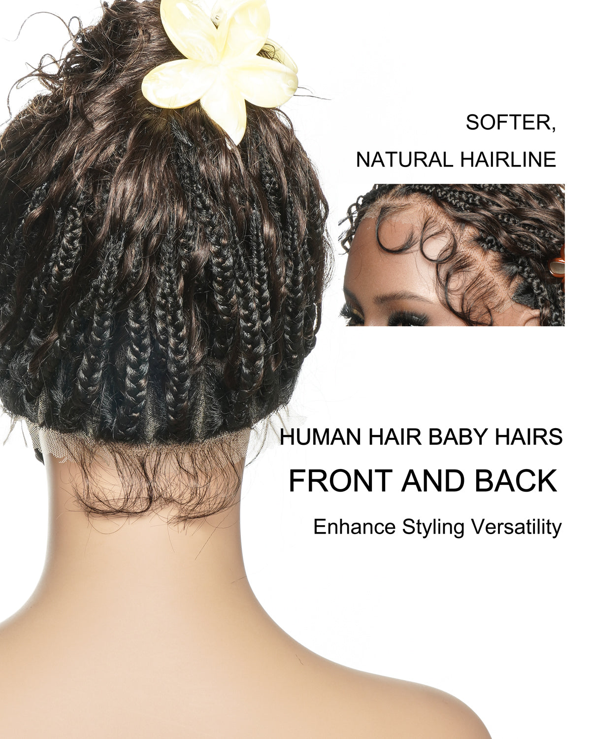 Vivi 16" - JALIZA Slip-On™ Glueless Swiss HD Full Lace Lightweight Version Human Hair Boho Box Braided Wig With C Cap Design And Stretchable Lace