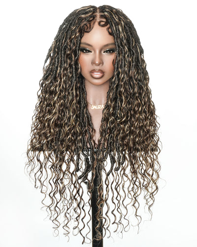 Perruque de Locs Boho en dentelle complète haute densité de 30 pouces, style superposé