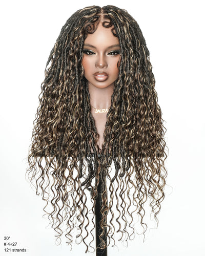 Perruque de Locs Boho en dentelle complète haute densité de 30 pouces, style superposé