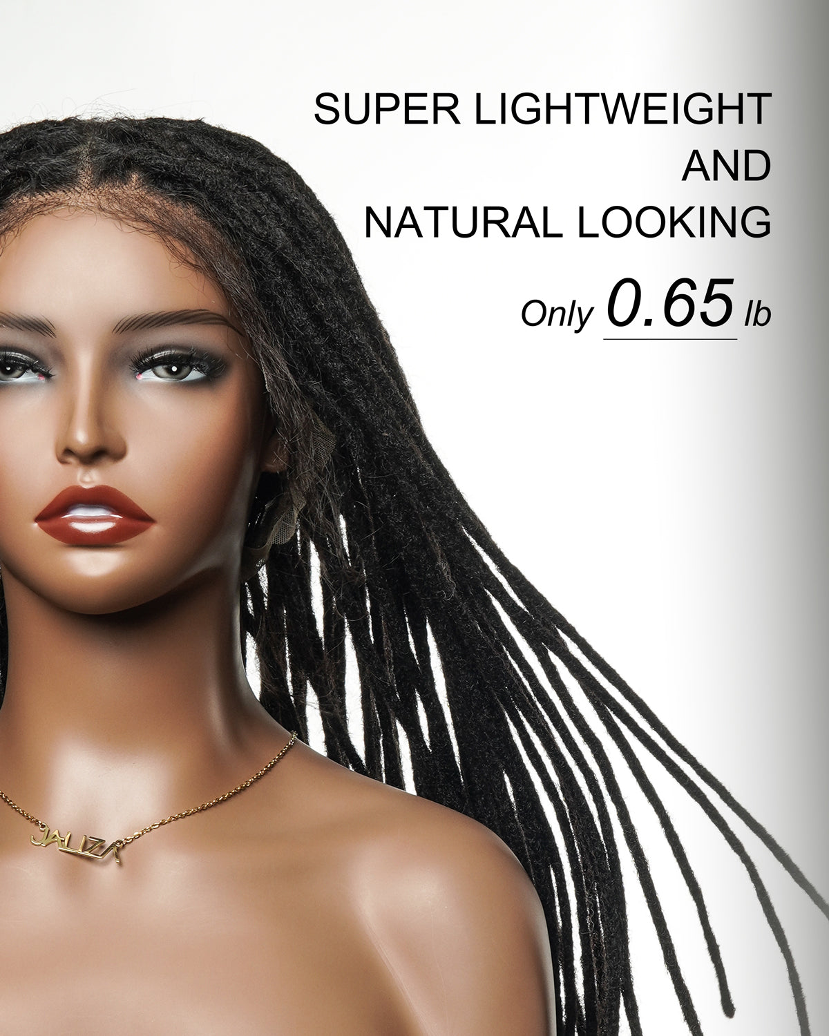 Perruque Lace Front intégrale 100 % cheveux humains dreadlock prélavés HD 100 mèches