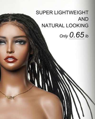 Perruque Lace Front intégrale 100 % cheveux humains dreadlock prélavés HD 100 mèches