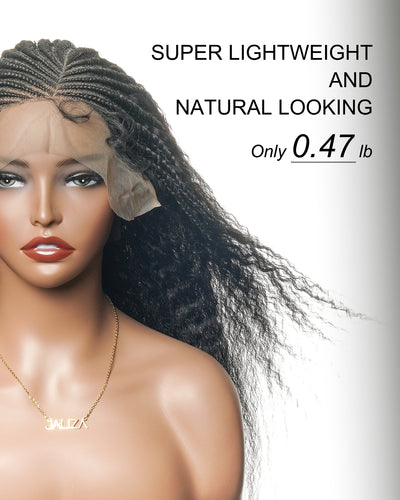 Perruque de 26" avec Couronne Semi-Tressée (Cornrows) Multiple et Cheveux Humains Crépus Extra Volumineux