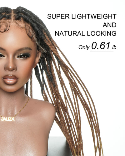 JALIZA 24 inch Ombre Faux Locs Pre-Bleached Swiss HD Full Lace Braided Wig (Model - Front View)