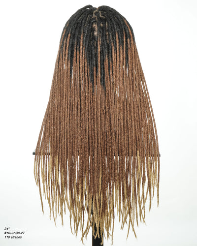 JALIZA 24 inch Ombre Faux Locs Pre Bleached Swiss HD Full Lace Braided Wig (Mannequin - Back View)