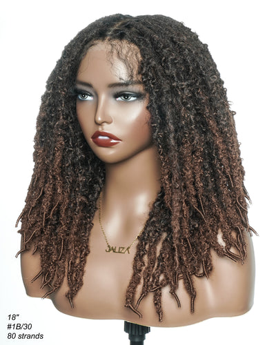Perruque en dentelle complète suisse HD de 18 pouces avec fausses locks douces et vieillies pré-décolorées