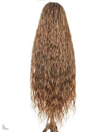 48" 100% Human Hair Curls Full Lace Body Wave Boho Braided Wig