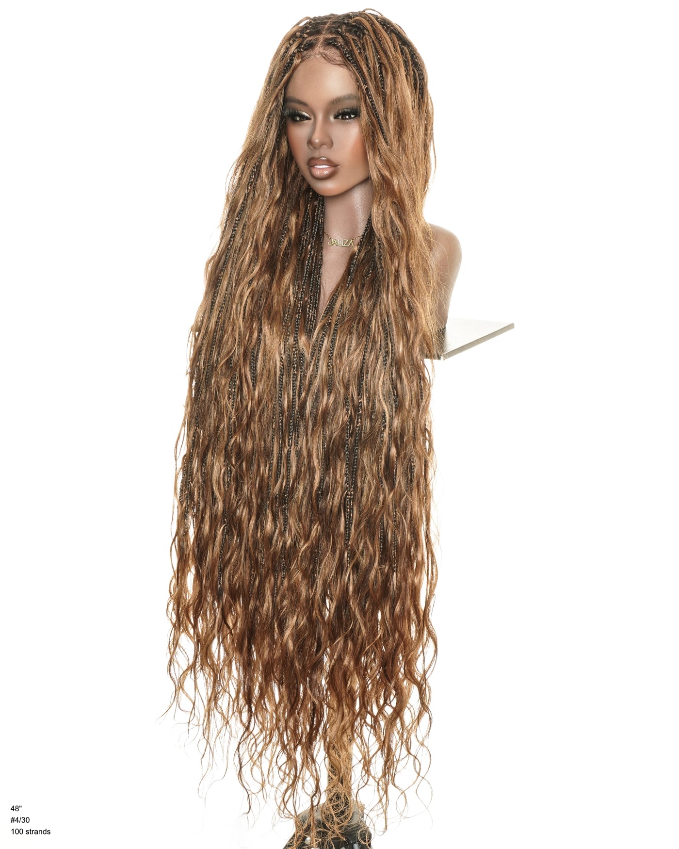48" 100% Human Hair Curls Full Lace Body Wave Boho Braided Wig