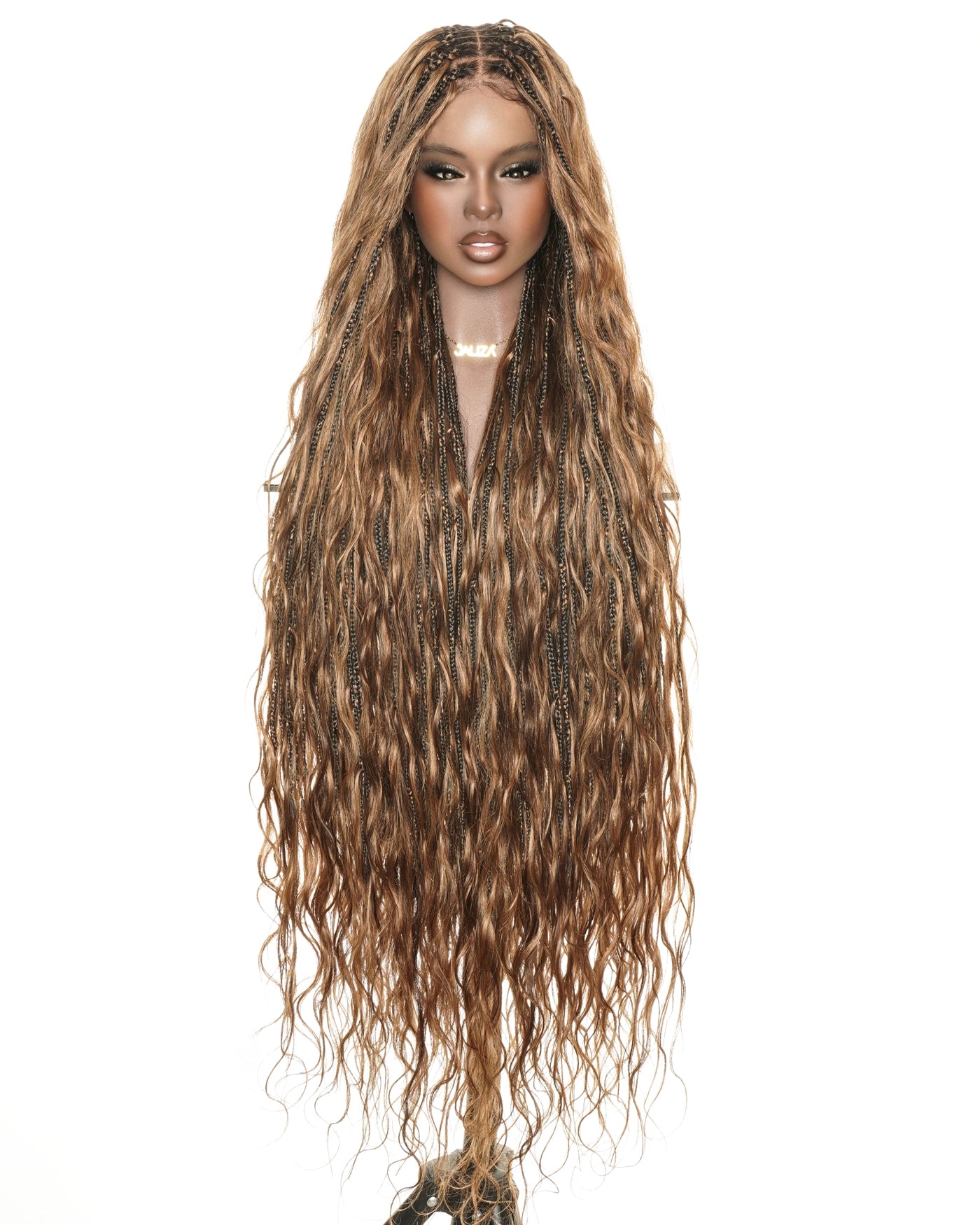 48" 100% Human Hair Curls Full Lace Body Wave Boho Braided Wig
