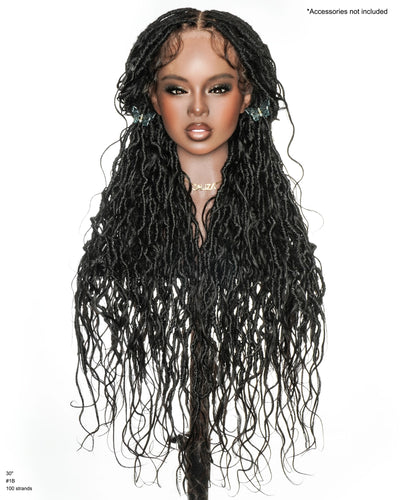 L'esthétique ultime de déesse de 30 pouces : perruque HD sans colle avec locs bohèmes en dentelle complète
