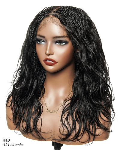 Perruque tressée bohème ondulée en cheveux humains, conception personnalisée - 121 mèches