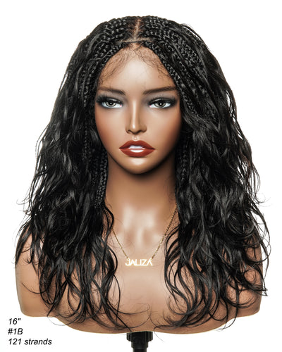 Perruque tressée bohème ondulée en cheveux humains, conception personnalisée - 121 mèches