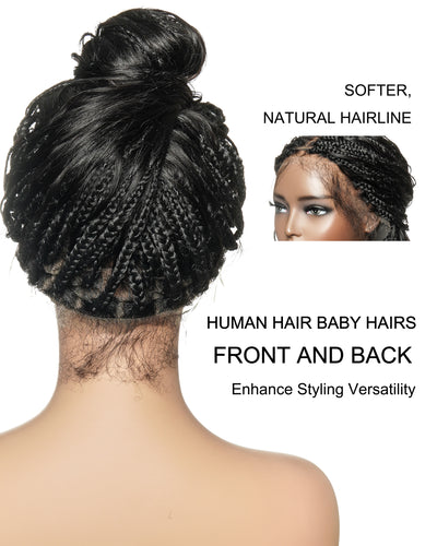 Perruque tressée bohème ondulée en cheveux humains, conception personnalisée - 121 mèches