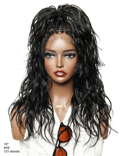 Perruque tressée bohème ondulée en cheveux humains, conception personnalisée - 121 mèches