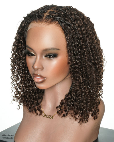 Perruque Lulu Bob 12" pré-décolorée, sans colle, en dentelle suisse HD, sans nœuds, style bohème, avec cheveux humains bouclés et ondulés