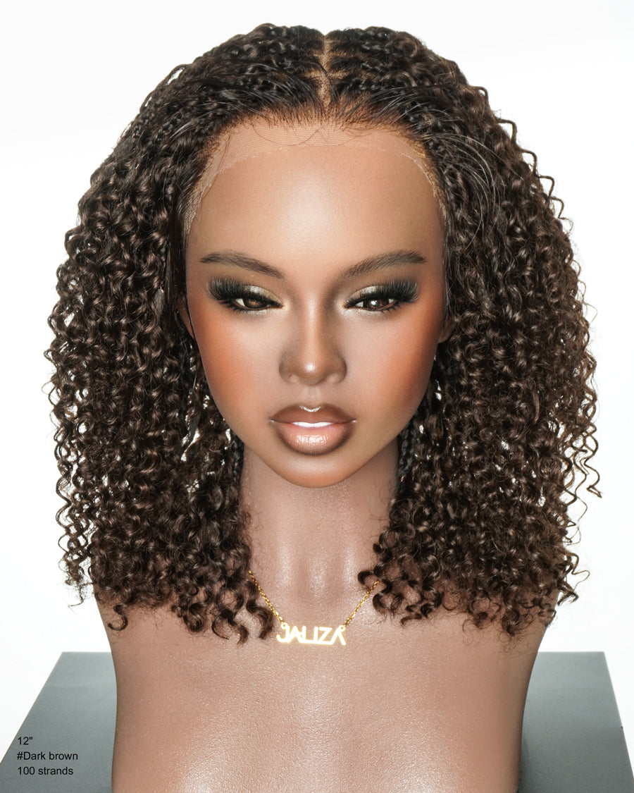 Perruque Lulu Bob 12" pré-décolorée, sans colle, en dentelle suisse HD, sans nœuds, style bohème, avec cheveux humains bouclés et ondulés